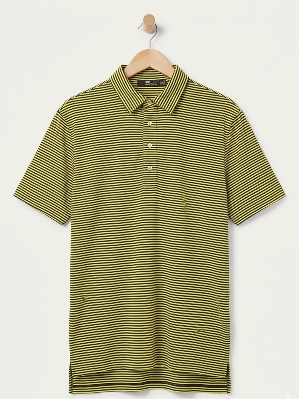 Ralph Lauren RLX Striped Golf Polo Shirt - yellow & navy blue - collegiate - L